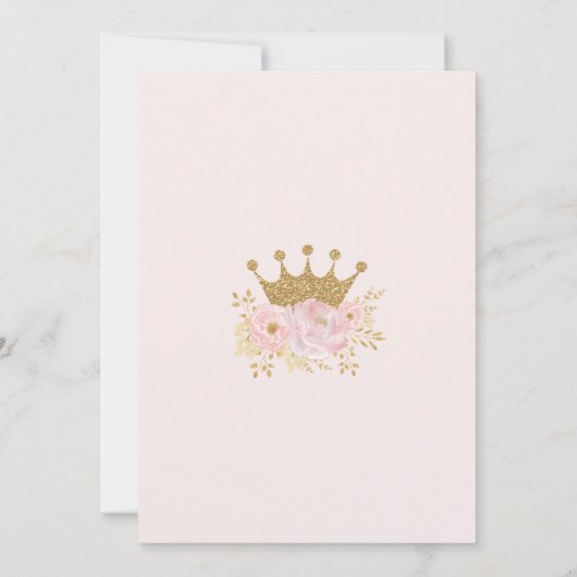  Prinses Gold Crown Pink Floral Baby shower Kaart (Achterkant)