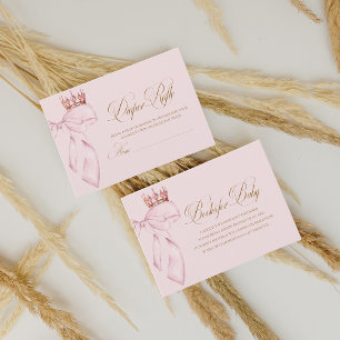 Prinses Goud Roze Meisje Baby Shower Luier Rafle Informatiekaartje