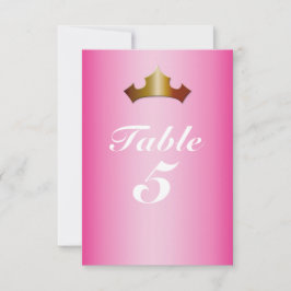 Prinses Gouden Kroon Roze Feest Tafel Nummerkaart Kaart