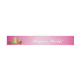 Prinses Gouden Kroon Roze Feest Wrap Around Labels Omwikkelbaar Adreslabel