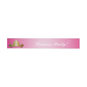Prinses Gouden Kroon Roze Feest Wrap Around Labels Omwikkelbaar Adreslabel