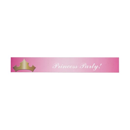 Prinses Gouden Kroon Roze Feest Wrap Around Labels Omwikkelbaar Adreslabel (Individueel)