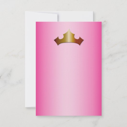 Prinses Gouden Kroon Roze Partij Tafelnummer Kaart (Achterkant)