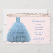 Prinses Gown String Lights Quinceanera Kaart (Voorkant)