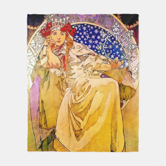 Prinses Hyacinth Poster van Alphonse Mucha Fleece Deken (Voorkant)