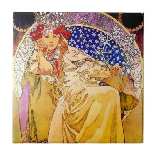 Prinses Hyacinth Poster van Alphonse Mucha Tegeltje