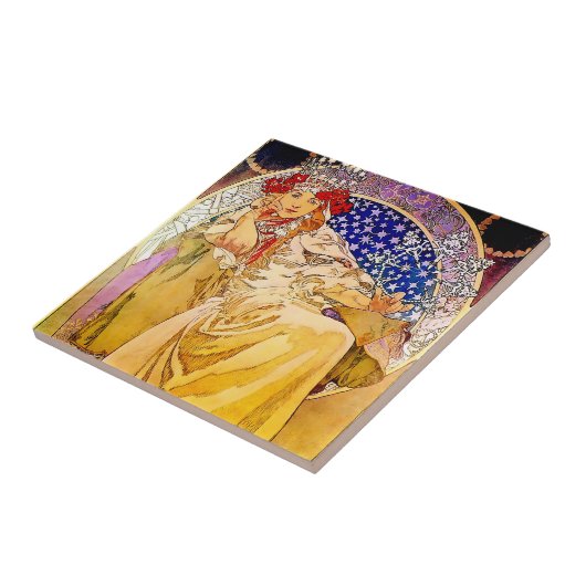 Prinses Hyacinth Poster van Alphonse Mucha Tegeltje (Zijkant)