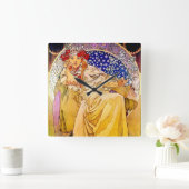 Prinses Hyacinth Poster van Alphonse Mucha Vierkante Klok (Huis)