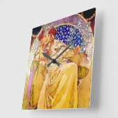 Prinses Hyacinth Poster van Alphonse Mucha Vierkante Klok (Hoek)