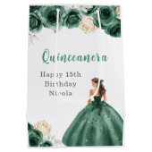 Prinses in donkergroene jurk Quinceanera Medium Cadeauzakje (Achterkant)