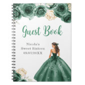 Prinses in donkergroene jurk Sweet 16 gastenboek Notitieboek (Voorkant)