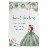 Prinses in een groene jurk Sweet Sixteen Birthday Medium Cadeauzakje (Achterkant)