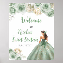 Prinses in een groene jurk Sweet Sixteen Welkom