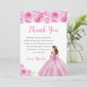 Prinses in een lichtroze Quinceanera Dank u Bedankkaart (Staand voorkant)