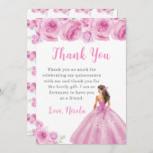 Prinses in een lichtroze Quinceanera Dank u Bedankkaart (Voorkant / Achterkant)