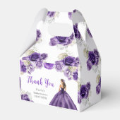 Prinses in een Paarse jurk Quinceanera Bedankt Bedankdoosjes (Achterkant)