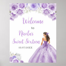 Prinses in een Paarse jurk Sweet Sixteen Welkom