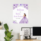 Prinses in een Paarse jurk Sweet Sixteen Welkom Poster (Thuiskantoor)