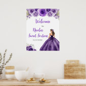 Prinses in een Paarse jurk Sweet Sixteen Welkom Poster (Keuken)