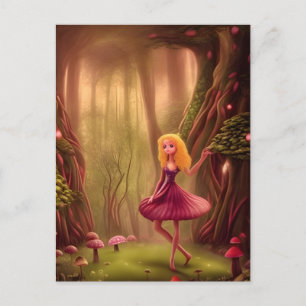 Prinses in een paddenstoelenbos briefkaart