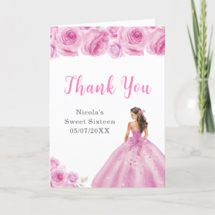 Prinses in een roze jurk Sweet Sixteen Bedankt
