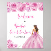 Prinses in een roze jurk Sweet Sixteen Welkom Poster (Voorkant)