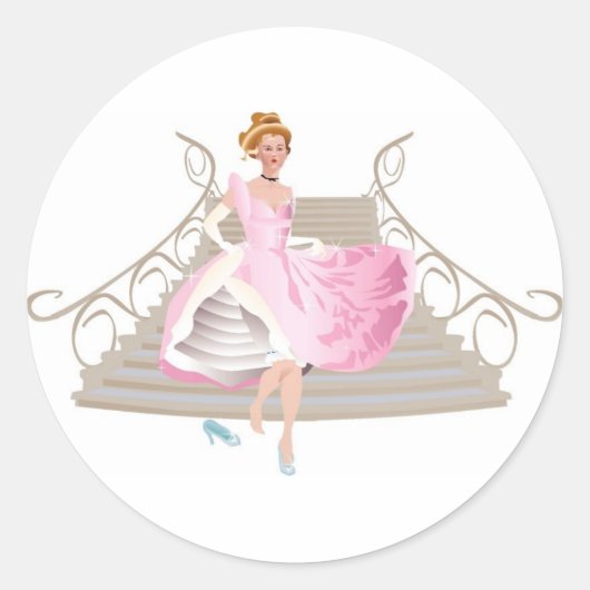  prinses in een roze konijn ronde sticker (Voorkant)