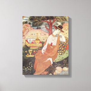 Prinses in een tuin, Safavid Dynasty Canvas Afdruk