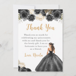 Prinses in een zwarte jurk Quinceanera Bedankt