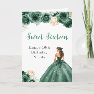 Prinses in groene jurk Sweet Sixteen Birthday Kaart