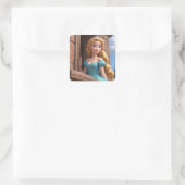 Prinses in het kasteel vierkante sticker (Tas)