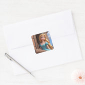Prinses in het kasteel vierkante sticker (Envelop)