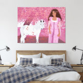 Prinses in het roze bos | sprookje | grillig canvas afdruk (Insitu (Slaapkamer))