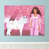 Prinses in het roze bos | sprookje | grillig canvas afdruk (Insitu (Houten vloer))