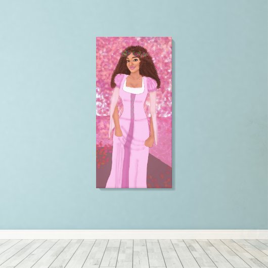 Prinses in het roze bos | sprookje | grillig canvas afdruk (Insitu (Houten vloer))