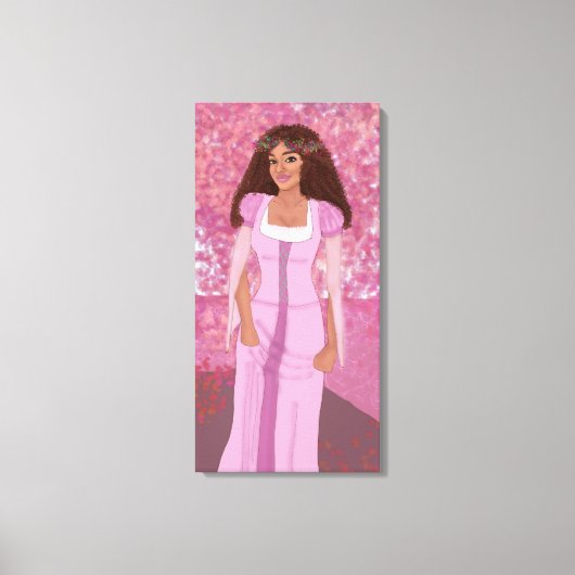 Prinses in het roze bos | sprookje | grillig canvas afdruk (Voorkant)