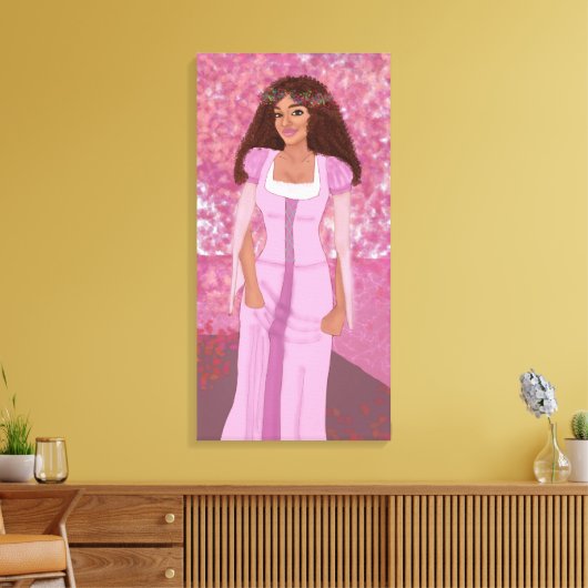 Prinses in het roze bos | sprookje | grillig canvas afdruk (Insitu (Woonkamer))