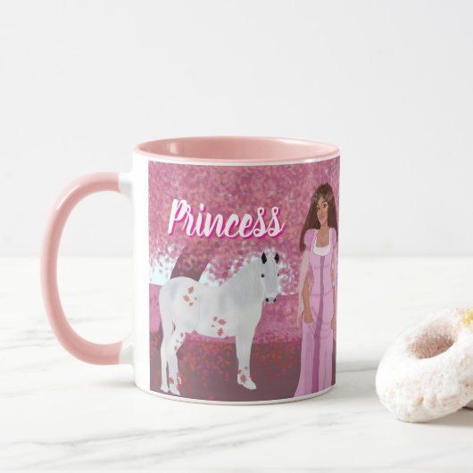 Prinses in het roze bos | sprookje | grillig mok (Met donut)