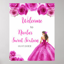 Prinses in hete roze jurk Sweet Sixteen Welkom