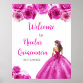 Prinses in Hot Pink Dress Quinceanera Welkom Poster (Voorkant)