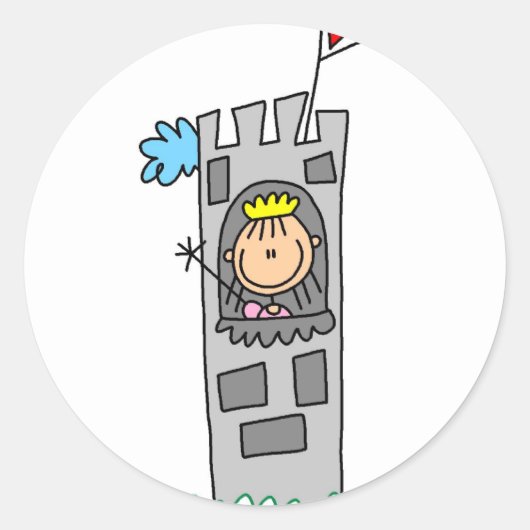 Prinses in Kasteeltoren Sticker (Voorkant)