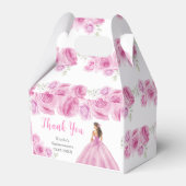 Prinses in lichte roze jurk Quinceanera Dank u Bedankdoosjes (Voorkant Zijde)