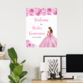 Prinses in lichte roze jurk Quinceanera Welkom Poster (Thuiskantoor)