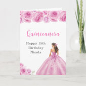 Prinses in lichte roze jurk Verjaardag Quinceanera Kaart (Voorkant)
