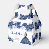 Prinses in Navy Blue Dress Quinceanera Dank u Bedankdoosjes (Achterkant)
