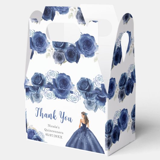 Prinses in Navy Blue Dress Quinceanera Dank u Bedankdoosjes (Geopend)