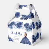 Prinses in Navy Blue Dress Quinceanera Dank u Bedankdoosjes (Voorkant Zijde)