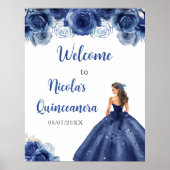 Prinses in Navy Blue Dress Quinceanera Welkom Poster (Voorkant)