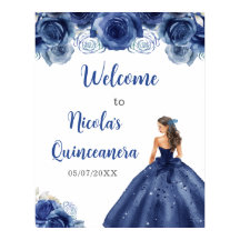 Prinses in Navy Blue Dress Quinceanera Welkom