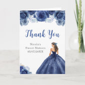 Prinses in Navy Dress Sweet Sixteen Dank je wel Bedankkaart (Voorkant)